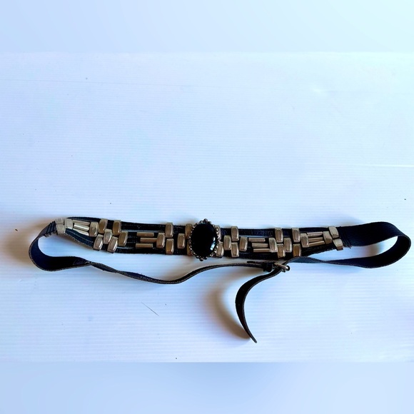 Accessories - Creation Alrez Leather and Silver Studded Cinch Belt